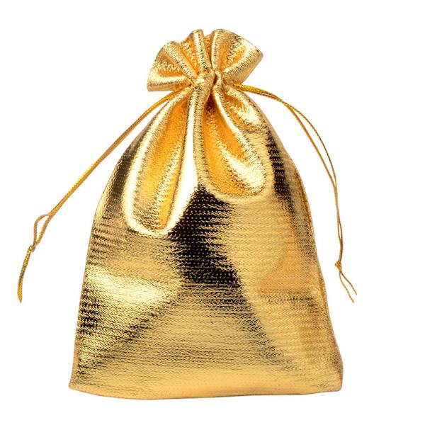 100 stk. 3,9\" x 4,7\" Guld Snortræk Smykkeposer, Bryllupsfest, Julegaver, Slik, Chokolade