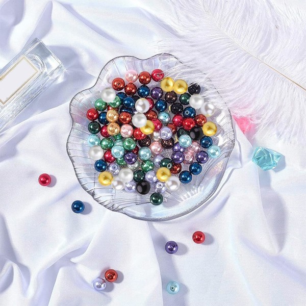 300 stk 15 farger glassperler runde perler fargede perleskimrende perler f