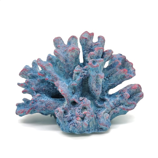 Coral Polyresin Aquarium Ornament, Blue Artificiell Coral Ree