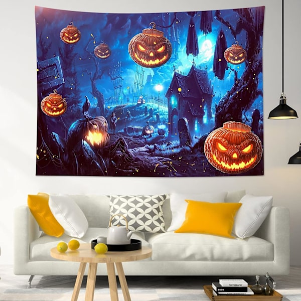 Halloween-seinävaate, kauhu, kurpitsalyhty, yö, aavemainen viidakko, metsästetty talo