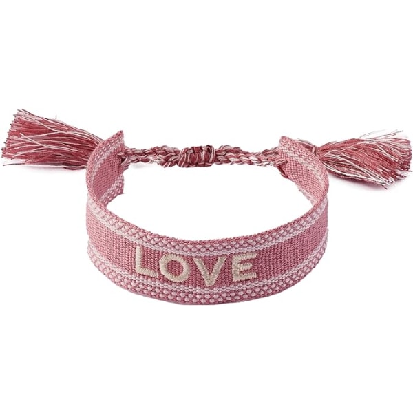 1 Selvlavede smykker Pink stofarmbånd - vævet venskabsarmbånd