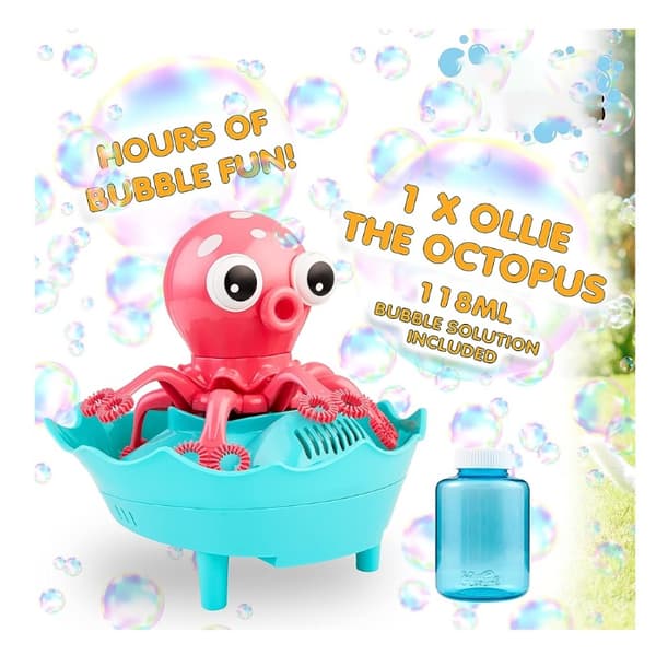 Pink/Blå Octopus, Børne Boblemaskine, Automatisk Boblelegetøj til