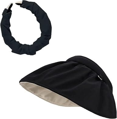 (Svart) Dame Visor, Anti UV Visor Cap, Foldbar Hat, Bred Bremm