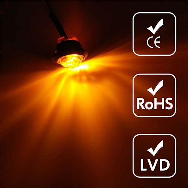3/4\" Runda LED-positionsljus fram/bak/sida, indikatorer, vatten