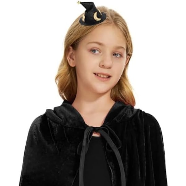 (Sort) Halloween heksehat hårklemme, stjerneformet månehat hårklemme, lille hat hårklemme, kvindelig h