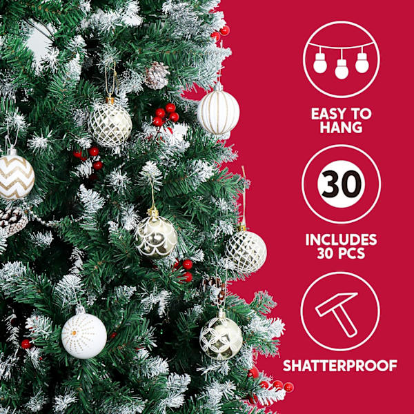 30 stk 2,36'' Julepynt Assortert Design (Gull & Hvit) Julepynt, Assortert Knusebestandig Julepynt