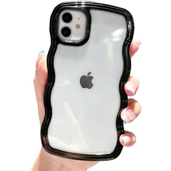 iPhone 16 Pro Max Skal Söt Flickig Klar Lockig Vågig Ramform för iPhone 16 Pro Max Telefonskal Vågig Stötsäker Skydd