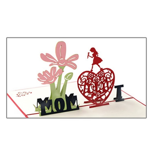 (Äidin rakkaus) Pop Up äitienpäiväkortti, syntymäpäivän 3D-tervehdys