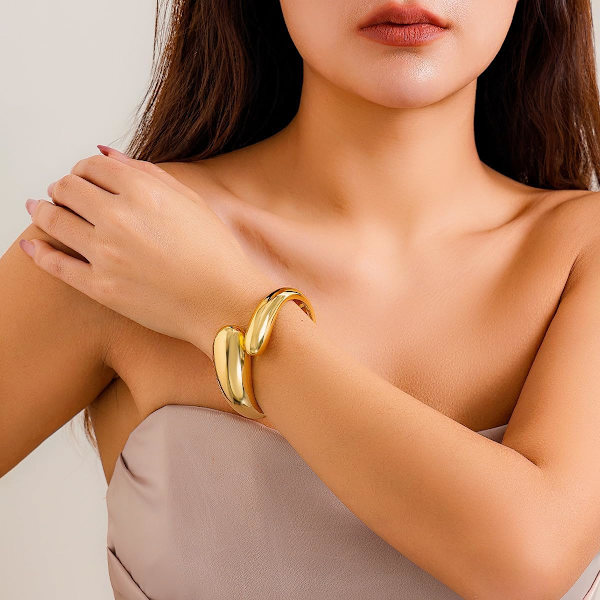 6×6×2cm Guld Bangles Guld Manschet Armbånd til Kvinder Ikke Misfarvning Tyk Guld Trendy Smykker Gaver Strømper Fyldstoffer Guld