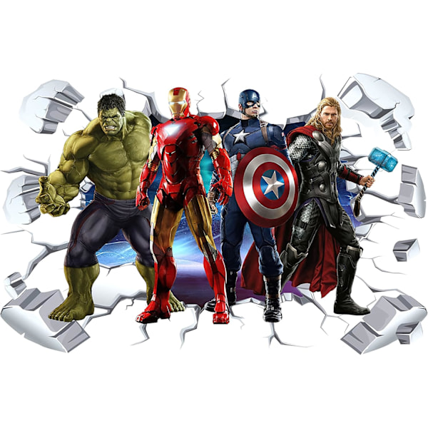 Superhero-seinätarrat Irrotettava PVC-materiaali 3D-piirretty seinätarrat lastenhuoneen makuuhuoneen seinäkoristeluun, 15.7\" x 2