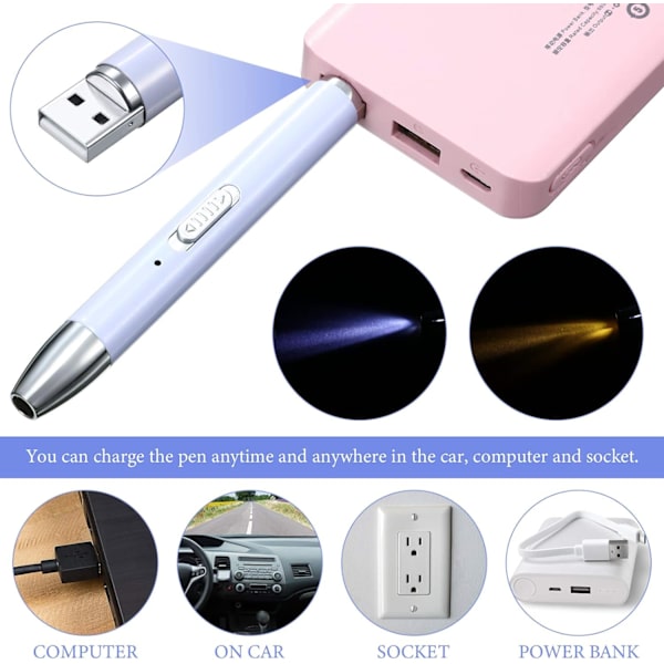 2 LED-timanttimaalauskynää 5D-timanttimaalauskynäpisteporakynä USB-ladattava valaistuspora