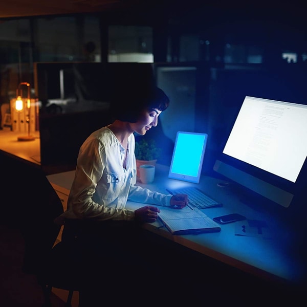Fototerapilampe, SMY Blåt Lys Energilampe og Justerbar LED Blåt Lys, One-Touch Timer til Tab