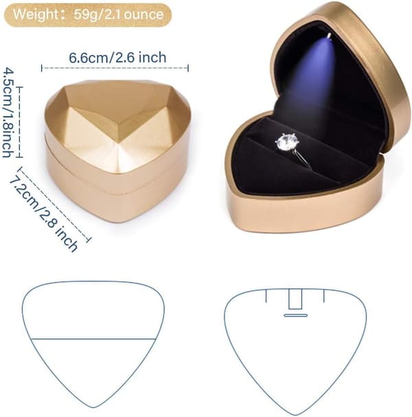 Fløjlsringæske med LED-lys Ring Box Fløjlsæske