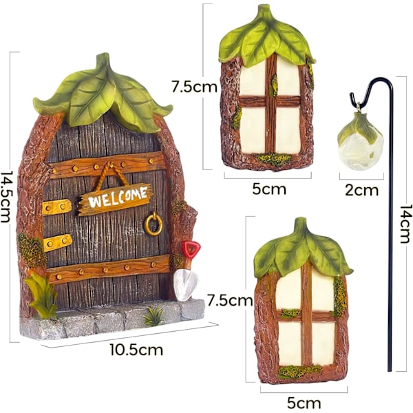 (Löven) Feernas trädgårdsdörr Miniatyr dörr för träd Hem Acce