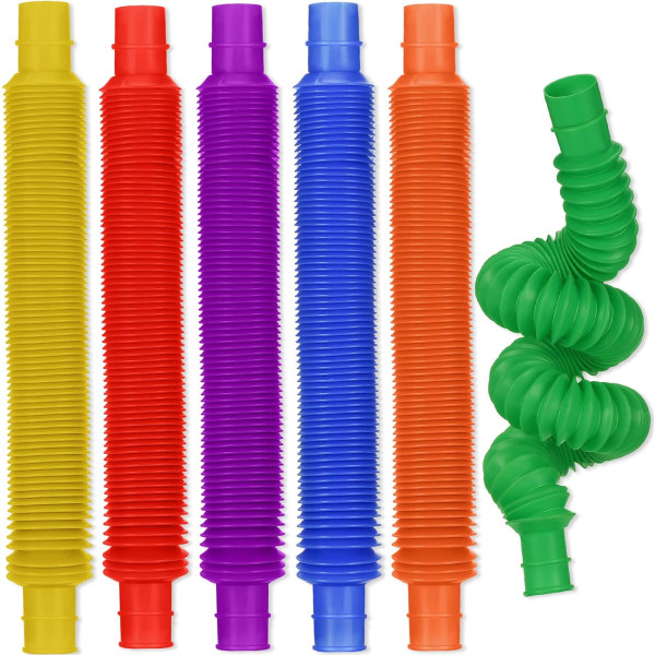 6 delar Pop Tubes Mini Sensory Toys, Multicolor Stretchy Pipe Se