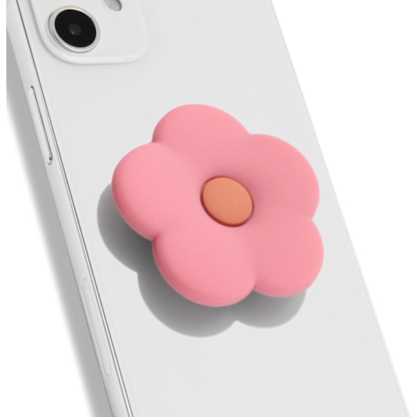 (Rosa Daisy) Söt 2D Daisy Silikonblommformad Hopfällbar Utbyggbar Multifunktionell Mobiltelefon Grepp Stativhållare f