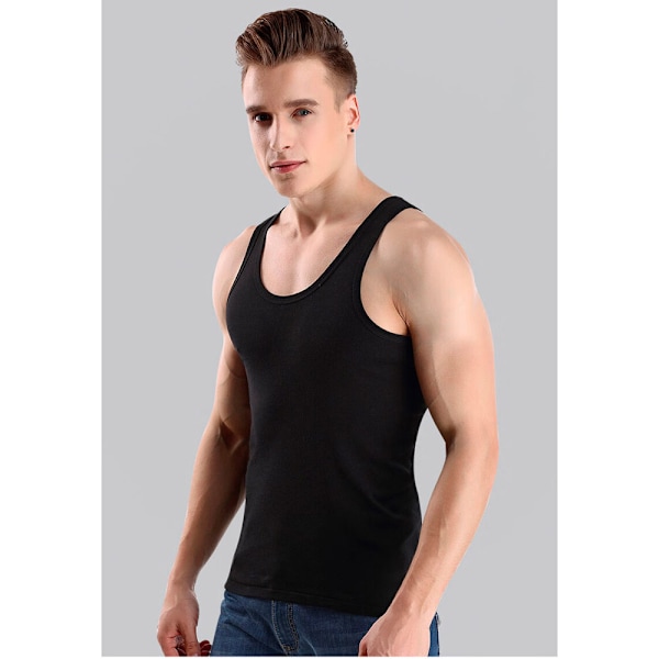 3 stk. Sommer Herre Bomull Komfort Svart Undershirt Herre Ermeløs Topp Casual Skjorter Underw XXL