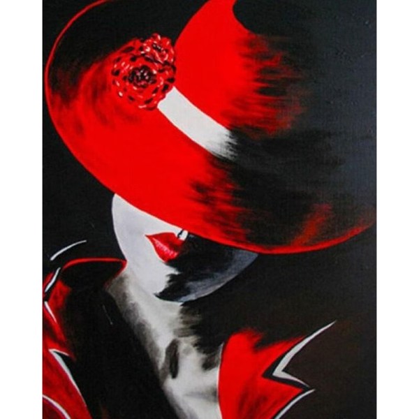 30 x 40 cm ,femme aux cheveux rouges Diamantmaleri Broderie