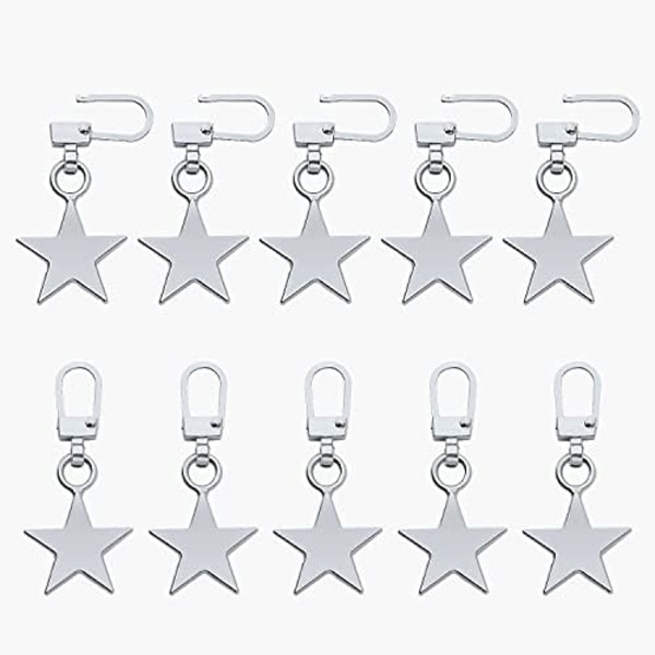 10 stk Metal Lynlåsskydere Udskiftning, Zink Legering Lynlåsskydere Charm Femtakset Stjerneformet Lynlåsskydere Reparationskit til C