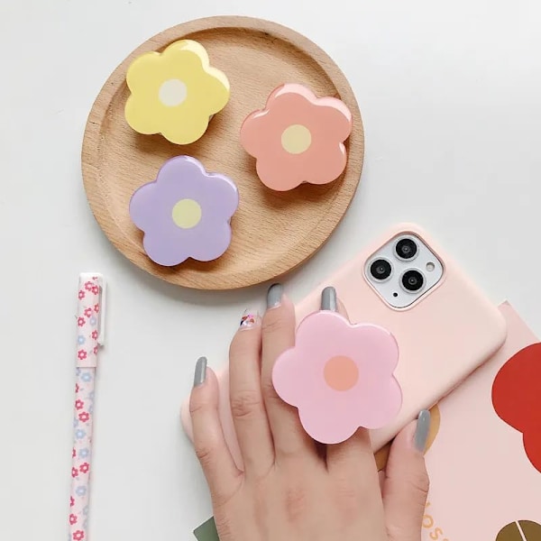 (Vaaleanpunainen) Söötti Yksivärinen Daisy-Kukka Design Taittuva Matkapuhelimen Pysäköintiteline Puhelimen Tablet-Tietokoneen A