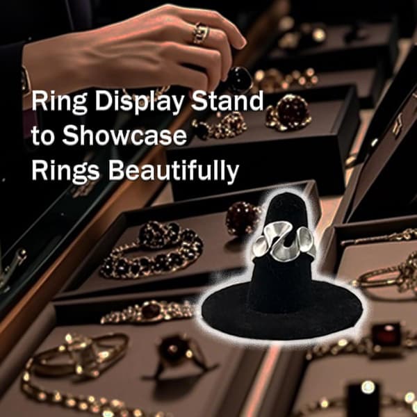 Sort Fløjls Ring Display Stand, 10 stk. Ringholder Display og Ring Organizer, Smykke Display Stand til Ring Opbevaring