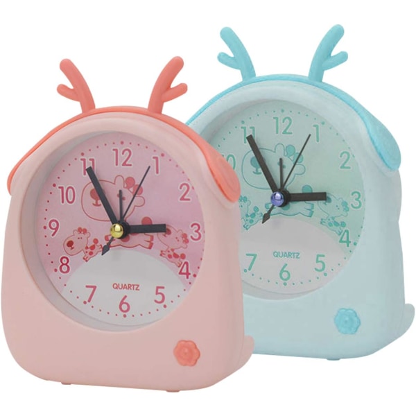 2-pack barnklocka, söt tecknad sängklocka högt alarm
