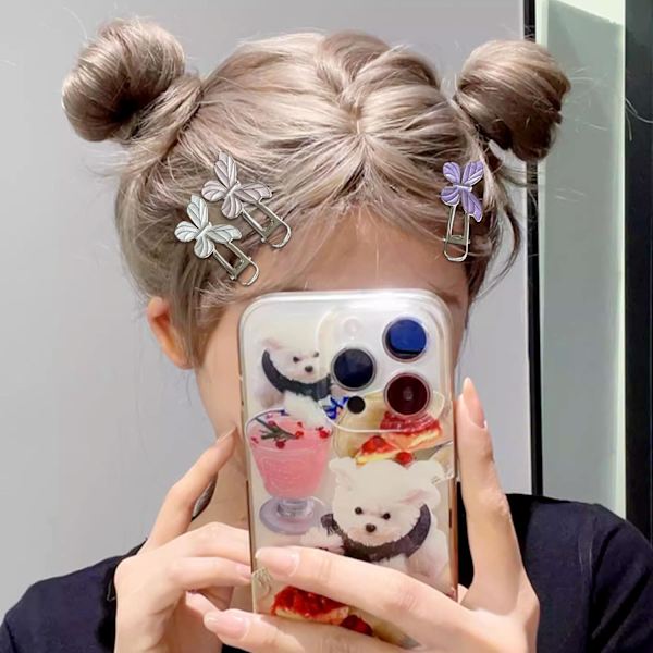 Perhonen Kawaii Y2K Tähti Hiuspinnit, Emo ja Disco Hiusasusteet