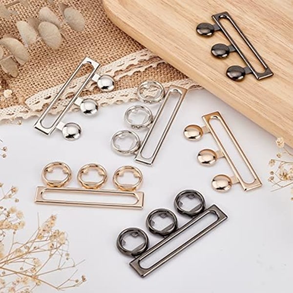 3 Sett med 3 Farger Bredt Midjebåndsøye Spenne, 2,7x1,2 Metallkrok Spenne Festes Bånd Tilbehør for DIY Midjebånd Hånd