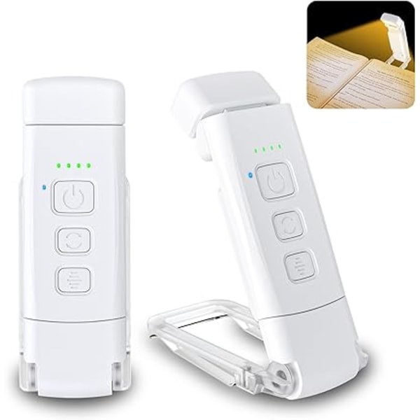 1 st Läslampa, 3 Färglägen & 5 Justerbara Ljusstyrkenivåer, Timerfunktion & USB Uppladdningsbar Clip-on Boklampa för Sängen, 80 Timmar Batteritid