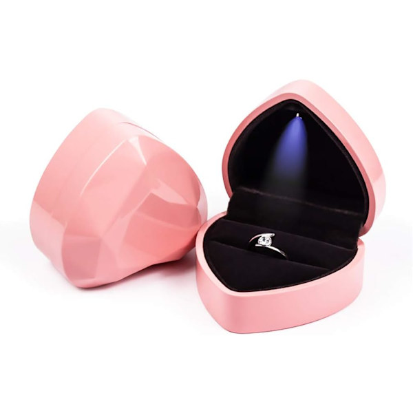 Sammetsringask med LED-ljus Ring Box Sammet Ask