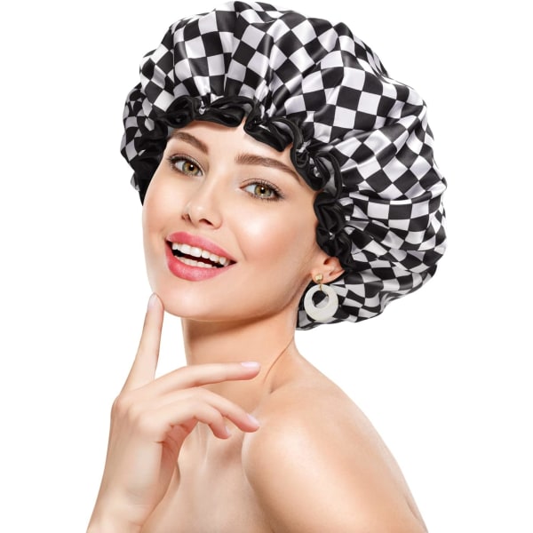 M/1PC, Sjakkbrett, dame dusjhette, foret badehette, vaskbar re