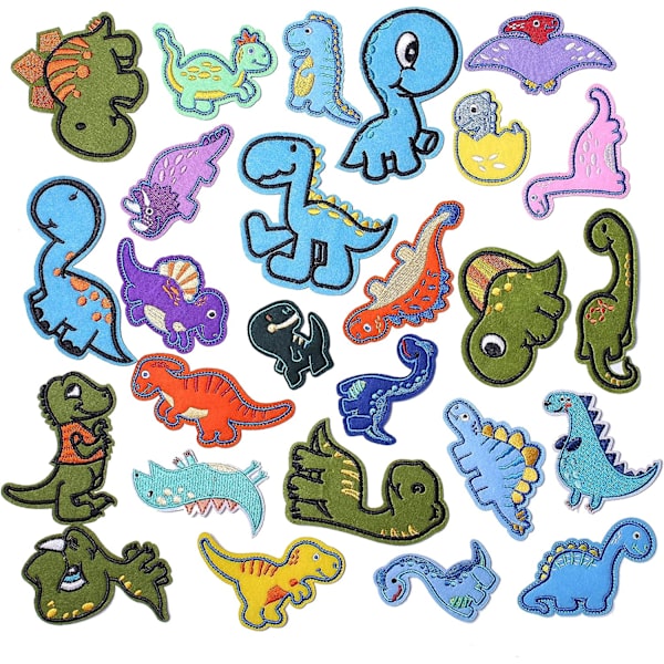 26 pakke dinosaur broderede patches, søde dinosaur stryge på/