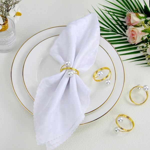 Set med 12 Eleganta Pärl Servett Ringar Metall Servett Ringar Hållare Servett Spännen för Jul Tacksägelse Bröllop Fest