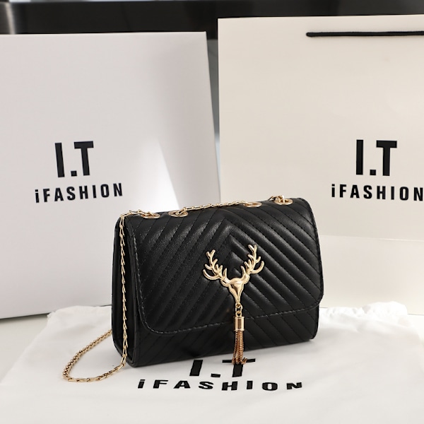 Naisten tikattu crossbody-laukku ketjuhihnalla, ilta, hää