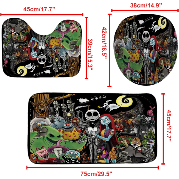 4 kpl Nightmare Before Christmas Suihkuverho set