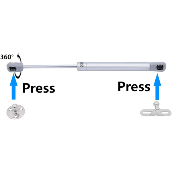 4 stk. 100N Gasstøtte, Teleskopisk Gaslift Blød Lukning Støtte Løft