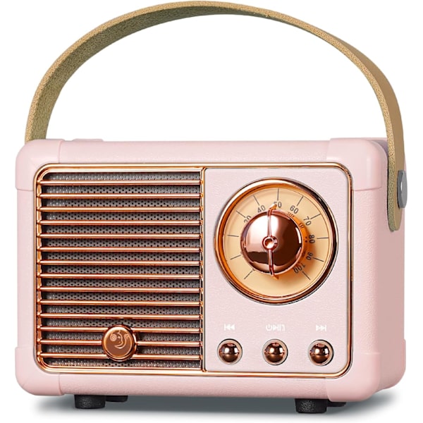 Bärbar retro Bluetooth högtalare, FM-radiohögtalare med 3W kraftfull högtalare, basmembran, Hands-F