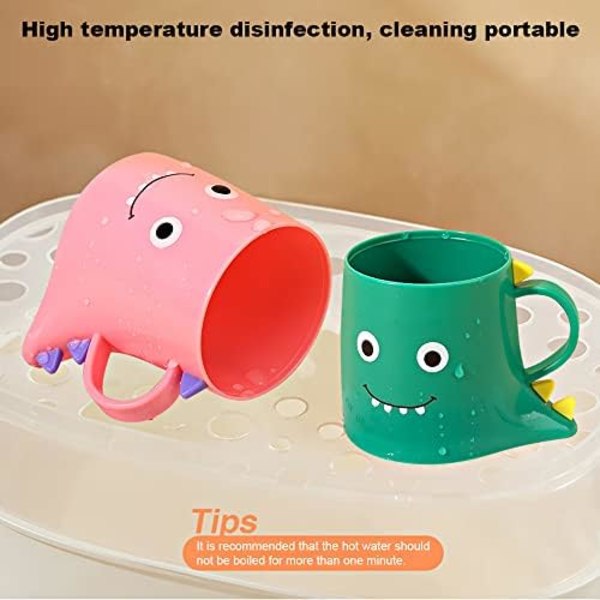 10,5x8cm Badrumskopp, 2-pack Tandborsthållare, Dinosaurie Tandborstekopp, Hållbar Plastkopp, för Pojkar Flickor