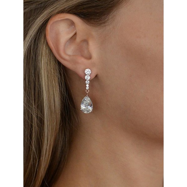 Cubic Zirconia Bryllupsdråpeøreringer, Tåreformet Krystall, for Bruder, Brudepiker, Prom Gave