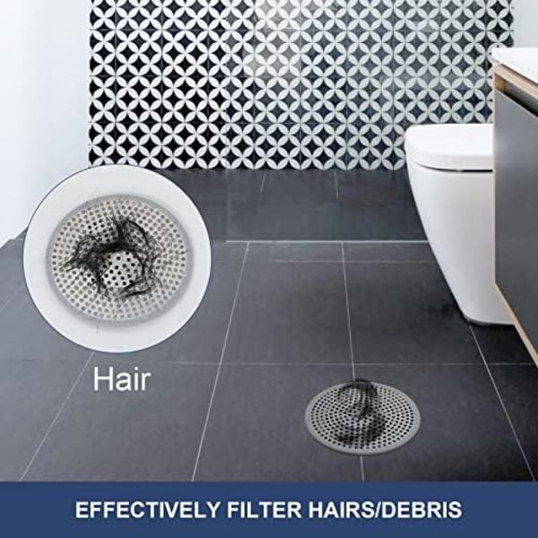 3 stk. Afløbsfilter til Hår, Hårfilter til Badekar/Bruser, Rustfrit Stål 304