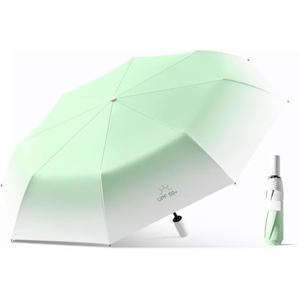 Gradient Farve Kompakt Rejse Folde Automatisk Paraply Bærbar Parasol Auto Åben Luk/UV Beskyttelse/8 Ribber/Letvægt/Sol Regn/Rygsæk/Kvinder Børn