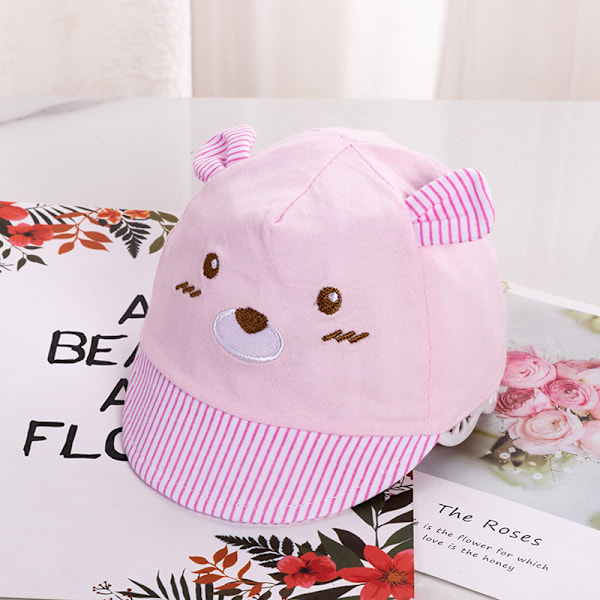 Rosa solhatt för nyfödda 0-3 månader unisex sommarmössor för baby mjuk bomullshatt