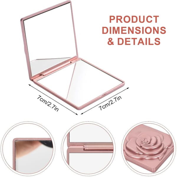 Kompakt og bærbart spejl, pink foldbart makeupspejl