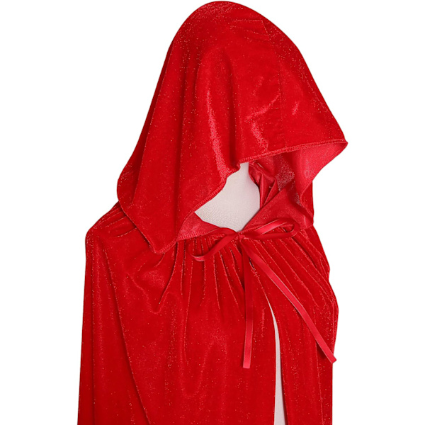 (Rød, 150 cm) Fløjlskappe i fuld længde Balaclava Halloween Fancy Cape Kostumer
