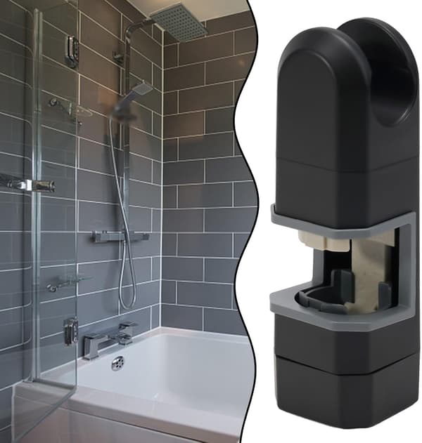 15 mm til 30 mm krom brusehovedholder, brusegliderstangbeslag med justerbar størrelse ABS-materiale (sort)