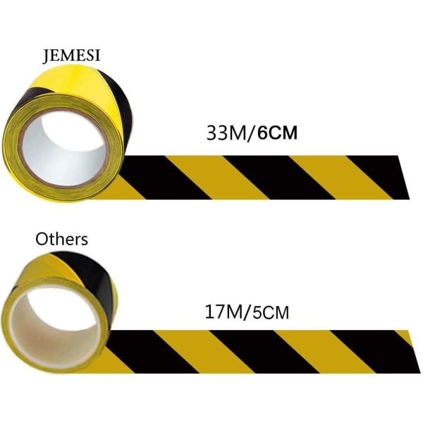 Sikkerhetstape, Danger Warning Tape 33M x 60mm Svart og gul Mar