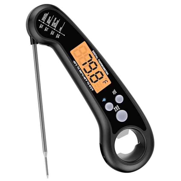 Øyeblikkelig avlesnings kjøtttermometer for grilling og matlaging Nøyaktig digitalt mattermometer med bakgrunnsbelyst sammenleggbar sonde