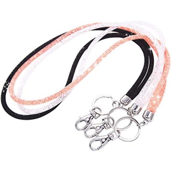 Bling-kristallilanka Metallilukko & Avaimenperällä, Rihmaus Neck Badge Lanyards Naisille, ID-kortti & Avaimet -