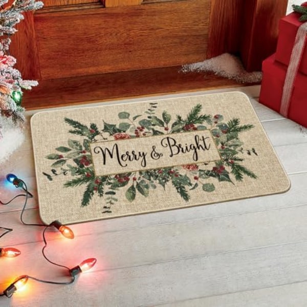 40x60cm Merry&Bright Eukalyptusblad Holly Juldörrmatta, Vinter Jul Heminredning Lågprofil Byt Matta Dörrmatta F