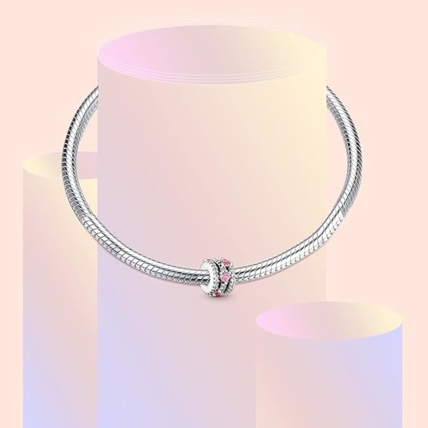 （Pink hjerte）Åbning 4,5 mm, matfarvet Murano glasperle 925 sterling sølvperler til armbånd, Ha